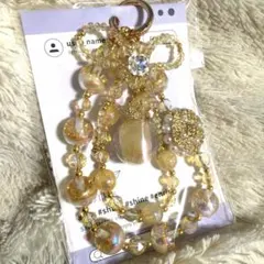 スマホストラップ 高級ストラップ 大玉ストラップ 黄色