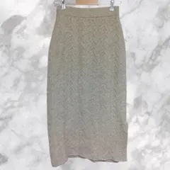 nano UNIVERSE【F】ケーブル編みタイトスカート ライトブラウン