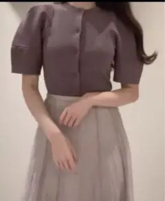 SNIDEL Sustainable パターンパフスリニットプルオーバー,モカ