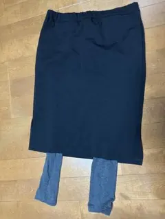 マタニティ スカート 黒 ストレッチ レギンス付き