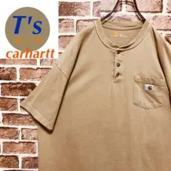 希少 カーハート ワンポイントロゴタグ ヘンリーネック半袖 Tシャツヴィンテージ