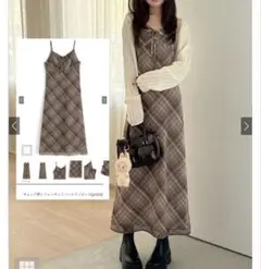 GRL グレイル　チェック柄シフォンキャミソールワンピース[gn530]