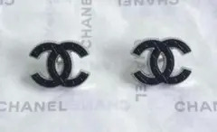 シルバーキルティングブラックボタン　ヴィンテージ　アンティーク　シャネル