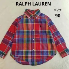 RALPH LAUREN ラルフローレン　長袖シャツ　赤チェック　90