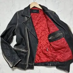 nano universe◆ダブルライダースジャケット/M/羊革/BLK