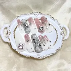 02 【現品】 ネイルチップ ワンホン ちゅるん 韓国 ガーリー ハート
