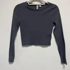 H&M リブ長袖Tシャツ チャコール S