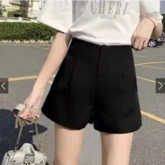 GRL at1744 タックハイウエストショートパンツ　ブラック　Mサイズ