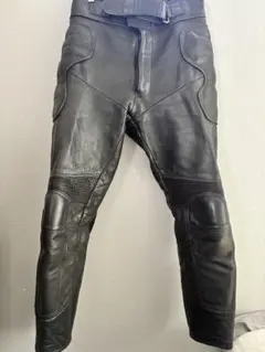 NANKAI 南海部品 ブラックレザー 牛革 シボ革 フレアパンツ W36 南海