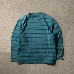 UNIQLO ボーダー カットソー ロンT 長袖 クルーネック 緑 グリーン