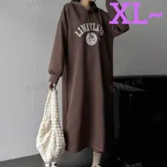 【新品】XL SHEIN Dazy フード付裏起毛チュニックワンピース