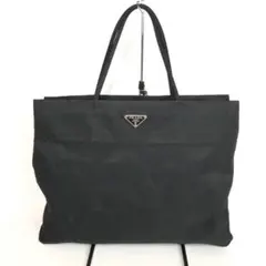 PRADA プラダ ロゴプレート ナイロン トートバッグ ハンドバッグ ブラック