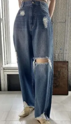 AMERI LACE DOCKING FADE DENIM PANTS - メルカリ