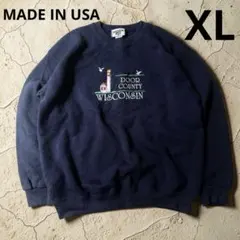 USA製 90s Lee ヘビーウェイト スウェット 刺繍 ネイビー XL 灯台