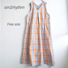 サマンサモスモスリズム チェック ジャンパースカート ロング ノースリーブ