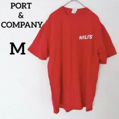 PORT & COMPANY 【M】赤 Tシャツ MILO'S ロゴ入り