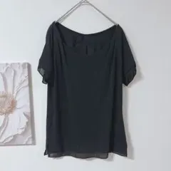クードシャンス　チュニック 半袖　Tシャツ　ドレープデザイン　ブラック　Mサイズのサムネイル