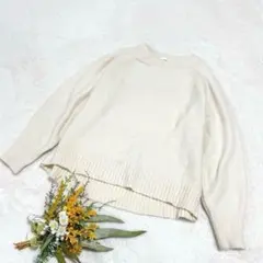 【ジーユー】パフィータッチオーバーサイズクルーネックセーター ホワイト S ●