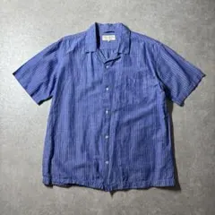 00s c-boy シティボーイ 短丈 開襟 半袖シャツ ストライプ 麻