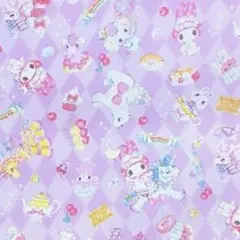 サンリオ　マイメロディ　絵子猫　生地　オックス　限定 パープル　ゆめかわ