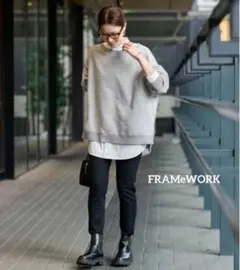 【値下交渉歓迎】 フレームワーク ボートネックワイドスウェット グレー 24AW
