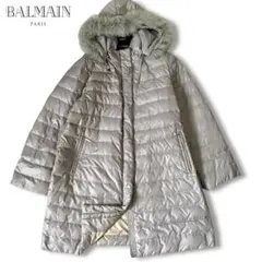 バルマン ダウンコート ブルーフォックスファー ジップ フード Mサイズ グレー