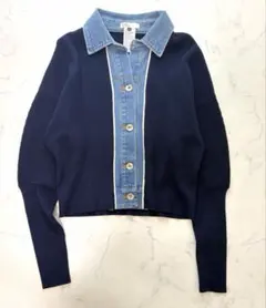 DOUBLE STANDARD CLOTHING デニムドッキングニットカーデ
