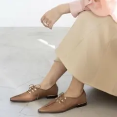 RANDA シアーレースアップシューズ　ブラウン