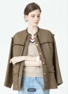 【新品未使用】アルアバイル　フリンジ ノーカラージャケット ◇ ⊇ allureville アルアバイル ノーカラー フリンジ 長袖