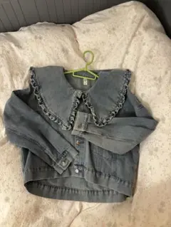 襟フリル デニムジャケット