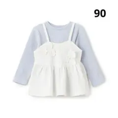 【タグ付き新品未使用】petitmain 花ビスチェ長Tセット 90