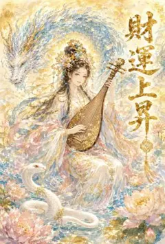 財運上昇 弁天様 水龍 宝くじ 当選祈願 水龍様 水彩画風 開運アート E147