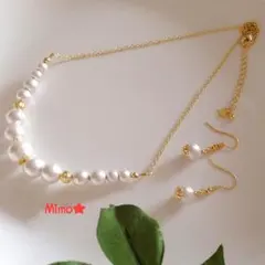 ♥️コットンパールブライトネックレス&ピアス♥️【レアールSET】