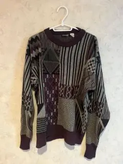 STEFANO 幾何学模様 ニットセーター