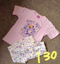 ミニー　パジャマ　130　ディズニー　半袖　セットアップ　ルームウェア　女の子