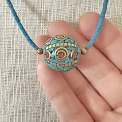 赤珊瑚＋トルコ石☆ターコイズブルーネックレス☆☆ネパール☆☆☆