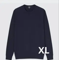 UNIQLOエクストラファインメリノクルーネックセーター　ネイビー　XL