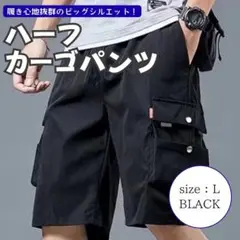 メンズ L ブラック　カーゴパンツ　黒 サイドポケット付 短パン