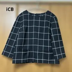 iCB トップス プルオーバー 格子柄 ブラック 9