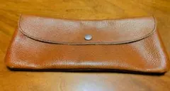 キャラメル ブラウンのレザー 革 長財布 お札入 通帳 ペンケース 小物入 男女