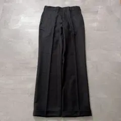 90svintageヘリンボーンスラックスW29 ダブル裾チャコールグレー美品