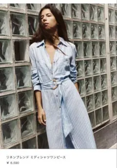 ZARA⭐︎リネンブレンドシャツワンピース　美品