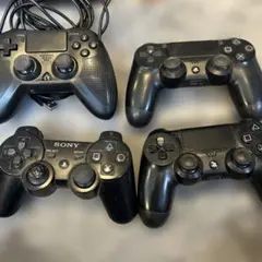 PS4とps3ワイヤレスコントローラー 3個とクラシックコントロール1個ジャンク