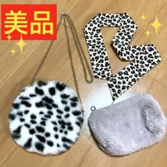 ✨美品❣️✨BROWNYヒョウ柄フェイクファー円形ショルダーバッグなど★3点まとめのサムネイル