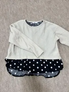 130 キッズ　美品！　カットソー　長袖　春　ドット　ベージュ　黒