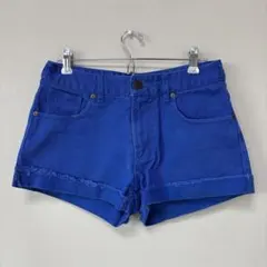 ローリーズファーム デニム ショートパンツ ブルー M フリンジ ダメージ加工