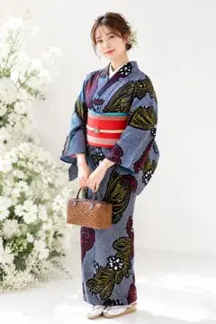 ふ様用【浴衣】有松鳴海絞り 向日葵模様 花 藍染 黄緑 カラフル 紺