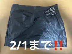 2/1まで‼️ZARA フェイクレザー ミニスカート サイドベルト ブラック S