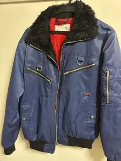 ネイビー ワークジャケット フリース内張り