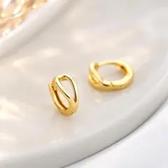 しずく ドロップ フープピアス ミニ ゴールド 小ぶり シンプル 上品 韓国風